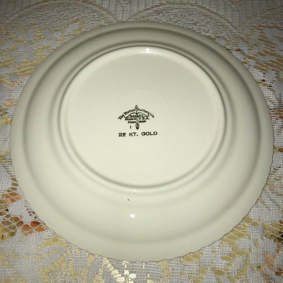 Vintage Harker Pottery Victorian Courting USA  22 Kt Gold trim Plates - Picture 7 of 7